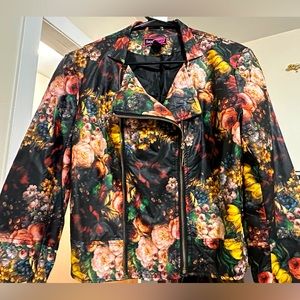 Stylish Floral Biker Jacket / worn once like new